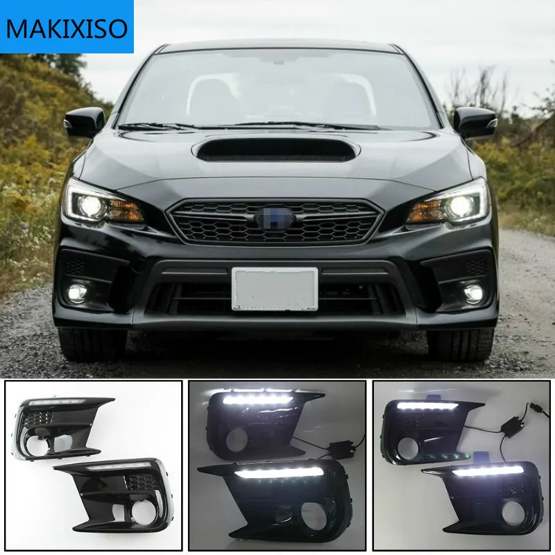 

СВЕТОДИОДНЫЙ DRL Дневной светильник + янтарный Динамический светодиодный указатель поворота обрамление противотуманная фара для Субару WRX И...