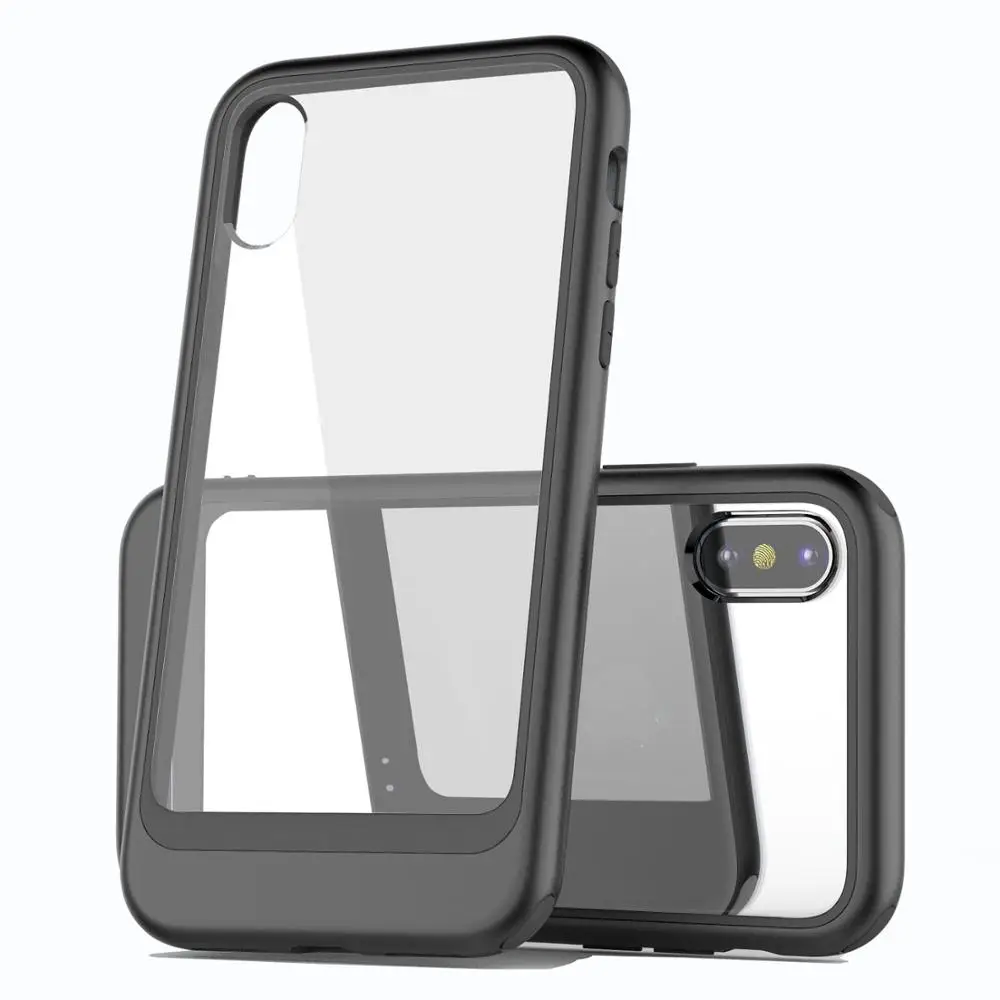 Black Чехол для iPhone XS Max XR XS X 7 8 Plus, хит цвета, 2 в 1, комбинированный прозрачный акриловый защитный чехол, защитный чехол для iPhone 11 Pro 11 Pro Max - Цвет: Black