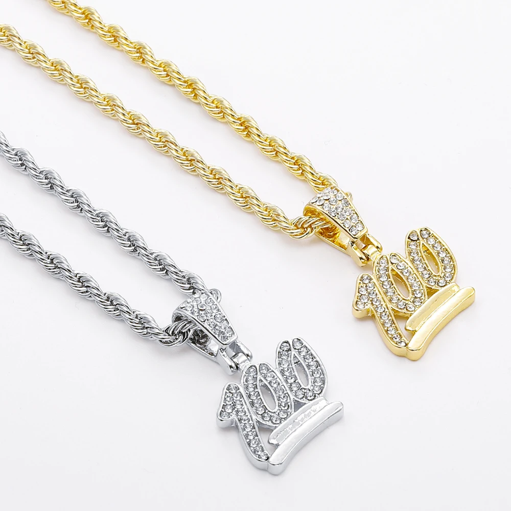 100 шт./набор золотое ожерелье стразы шт.|Ожерелья с подвеской| |