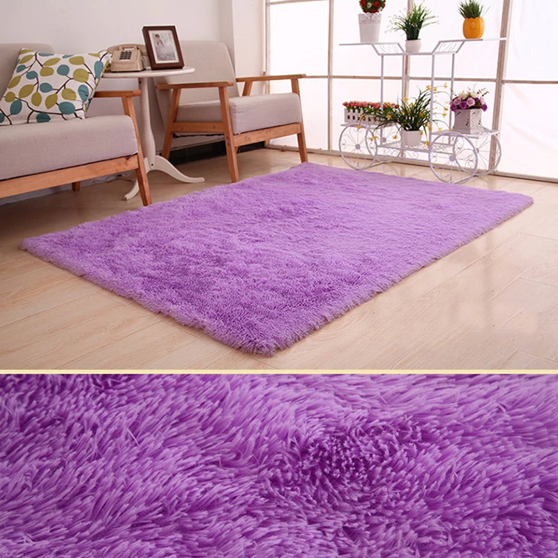 Новые коврики Фиолетовый ковер толстый для гостиной плюшевый нескользящий