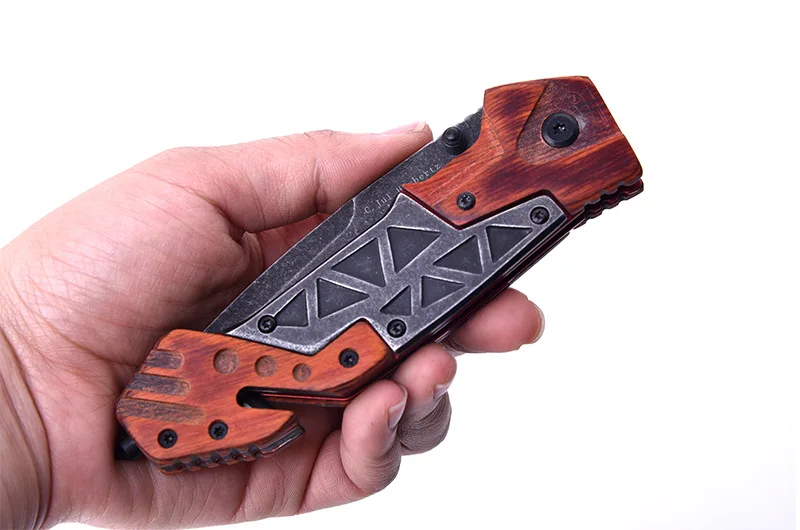 

Multi-function Folding knife Tactical Survival Knives Hunting Camping Blade Military Survival Pocket 58HRC Wooden handle Knife
