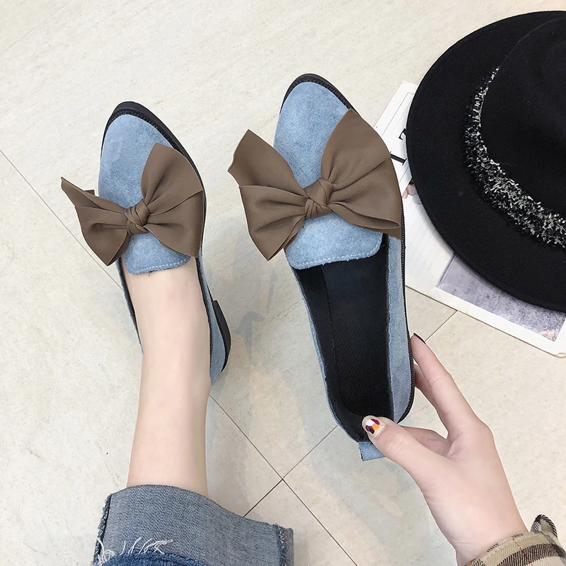 2019 г. Классическая брендовая повседневная обувь женские лоферы с бантом