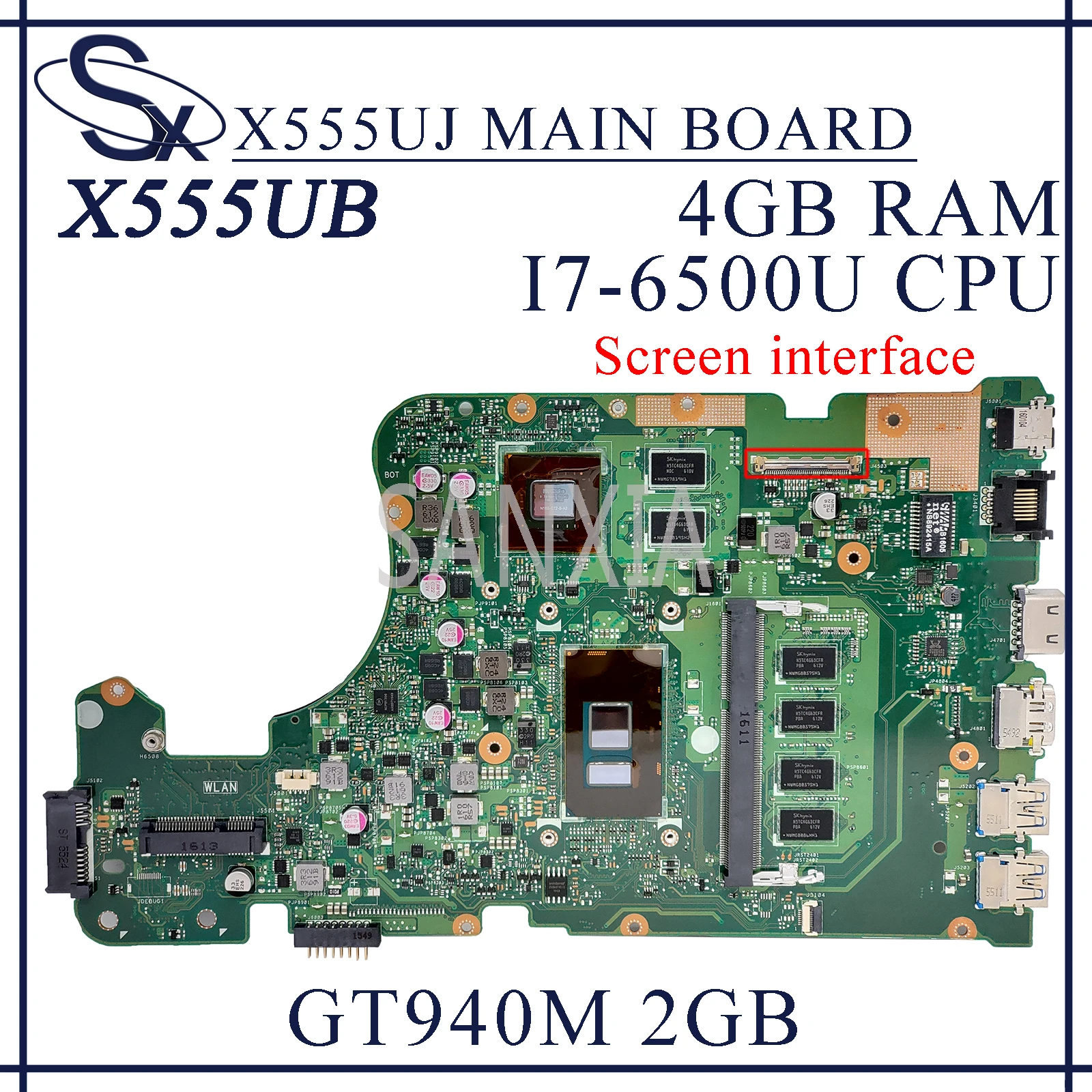 KEFU X555UJ материнская плата для ноутбука ASUS X555UB X555UF X555UQ F555U оригинальная 4GB-RAM I7-6500U