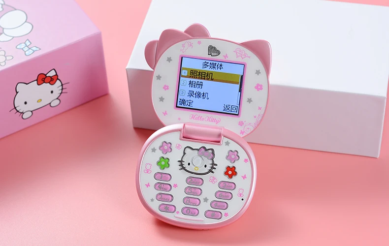 Милый мини-телефон hello kitty для девочек K688+ четырехдиапазонный флип-мобильный телефон с мультяшками разблокированный детский мини-телефон с двумя sim-картами