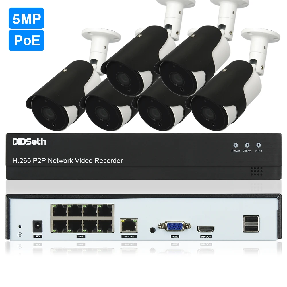 DIDSeth 8CH 5MP беспроводной POE NVR комплекты камеры безопасности системы 6 шт. IP66
