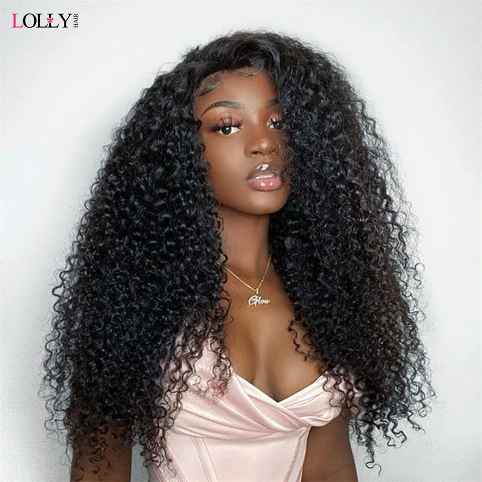 

Kinky Curly Lace Frontal Wig Mongolian 13x6 Transparent Lace Front Human Hair Wigs For Black Women Remy 4x4 Lace Closure Wig