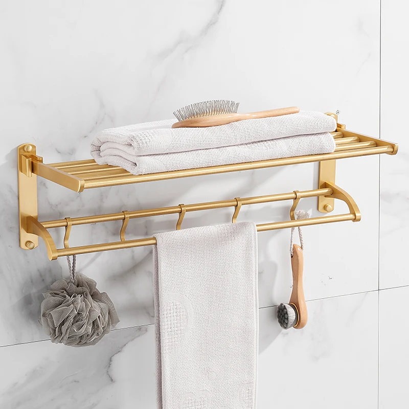 brushed gold bathroom toilet towel paper holder phone holder wall mount wc paper holder with shelf towel rack clothes hanger free global shipping