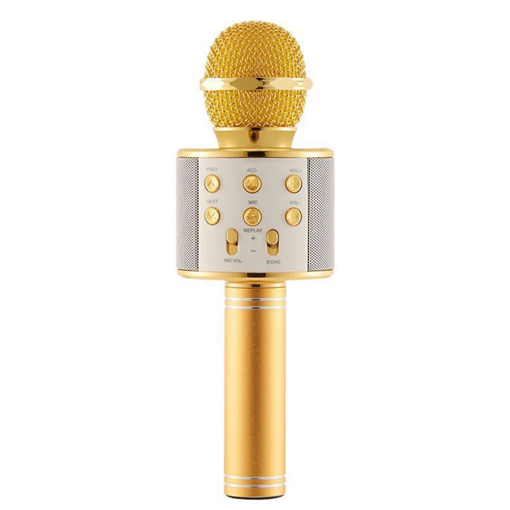 WS858 профессиональный Bluetooth беспроводной микрофон динамик ручной микрофон караоке микрофон KTV музыкальный плеер для вокала, с рекордером