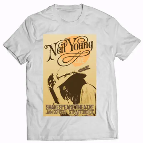 

Neil Young. 1971. Music. Vintage. Cool. Cotton. White T-shirt Cotton Tee Shirts For Men