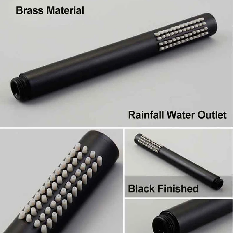 Rainfall Shower Black Brass Hand Hold Bathroom Showerheads Round Rain Handled Showers | Обустройство дома