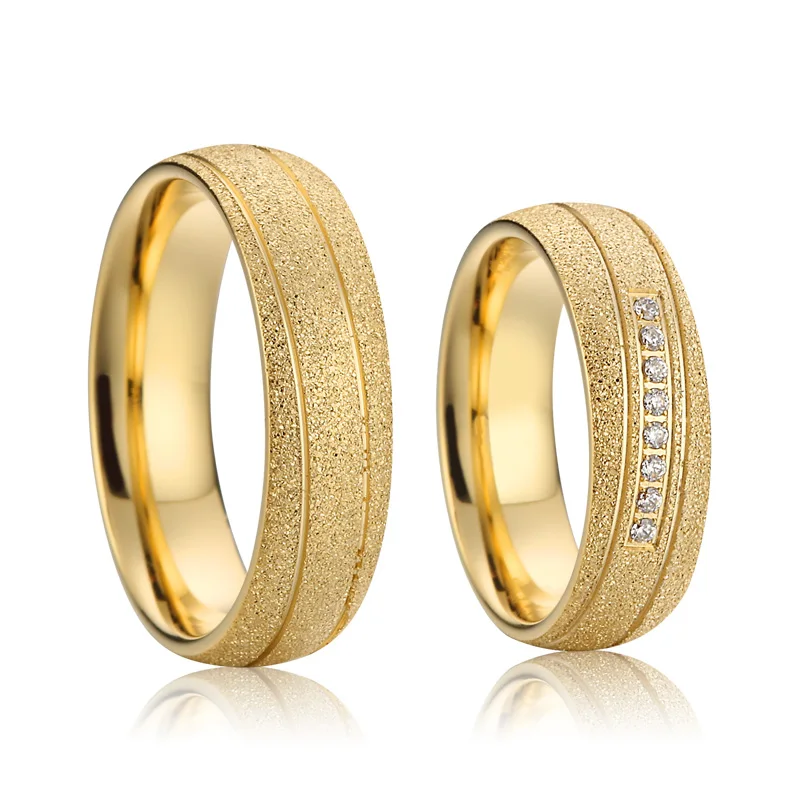 

Wedding Rings For Couples Men & Women 18k Emery Gold Plated Jewelry 1 Pair His And Hers Alliance Lovers Ring Marriage
