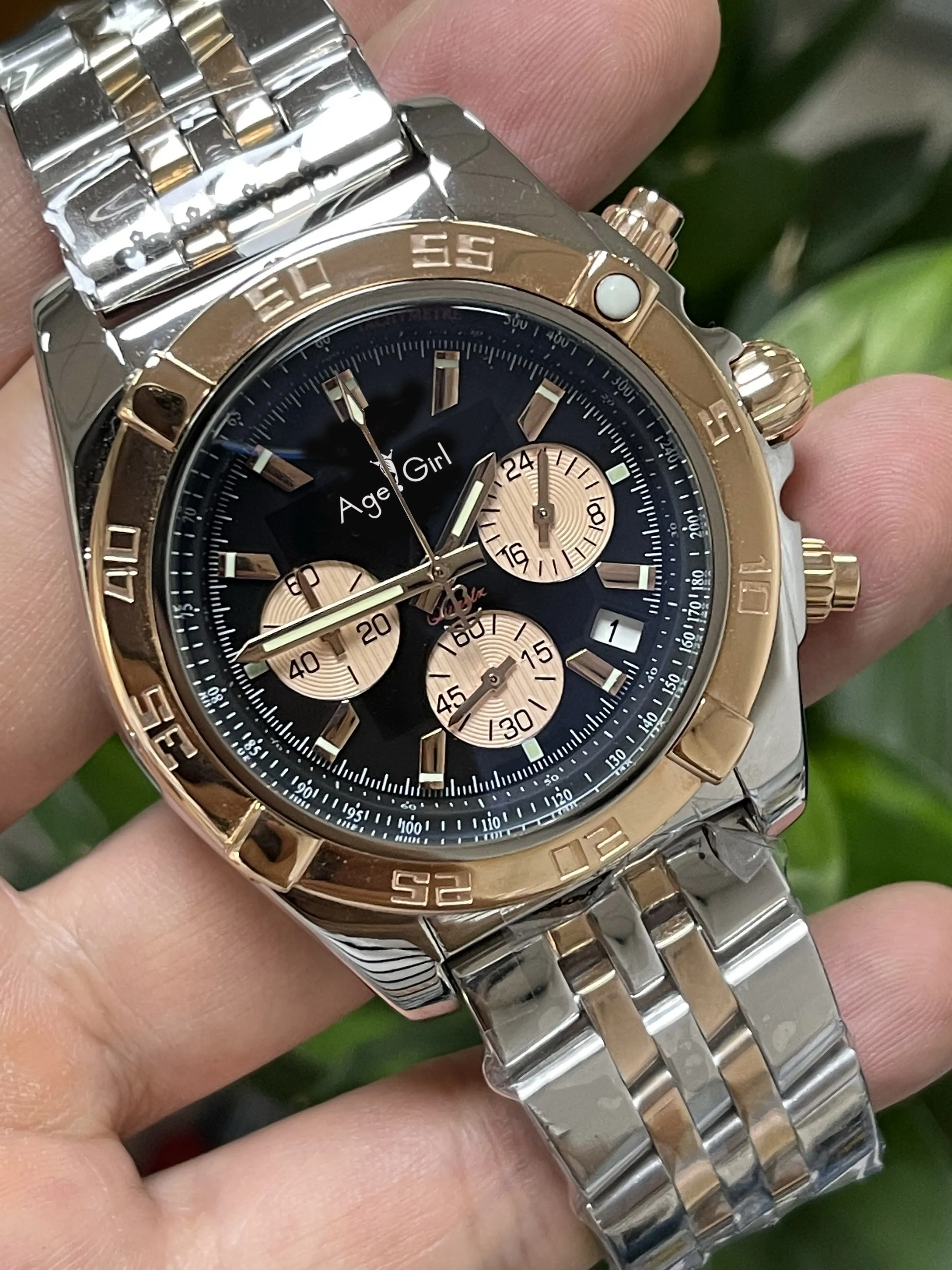 

Luxury New Chronograph Men Sapphire Crystal Silver Rose Gold Stainless Steel 1884 Blue Black Chronometer Watch Rotating Bezel