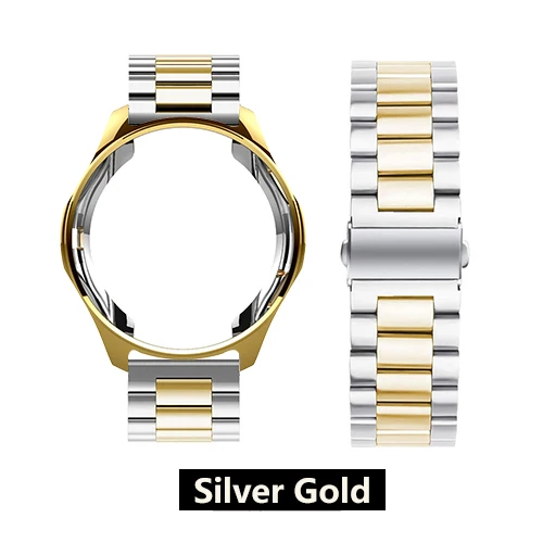 Silver Gold Ремешок+ чехол 20/22 мм ремешок для наручных часов для samsung gear S3 ремешок Galaxy watch 46mm 42 Нержавеющая сталь ТПУ покрытием защитный чехол - Цвет ремешка: Silver Gold