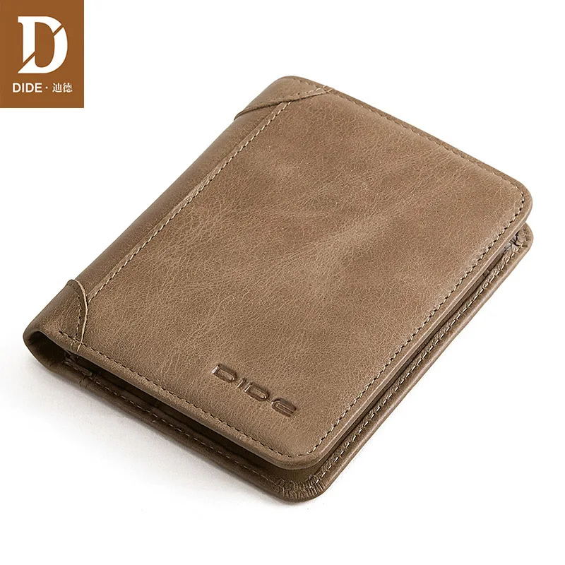 

DIDE Vintage Short Wallet Men Small Genuine Leather Wallets Men Mini Purses Male Gift ID Credit Card Holder Slim Wallet