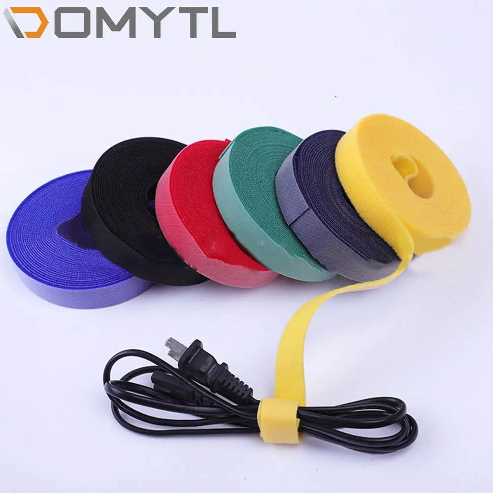 

5m/Roll 10/20mm Reusable Nylon Fiber Optic Cable Wire Velcro Self-Adhesive Strapping Data Management Straps Tie