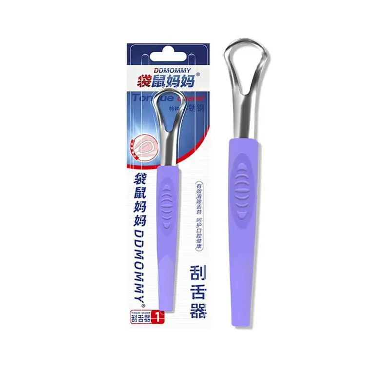 

Portable Tongue Cleaner Tongue Scraper Reusable Steel Oral Mouth Brush Non-slip handle