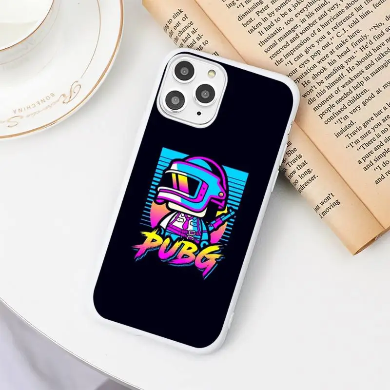 

PUBG Game Phone Case Candy Color White for iPhone 11 pro XS MAX 8 7 6 6S Plus X 5S SE 2020 XR