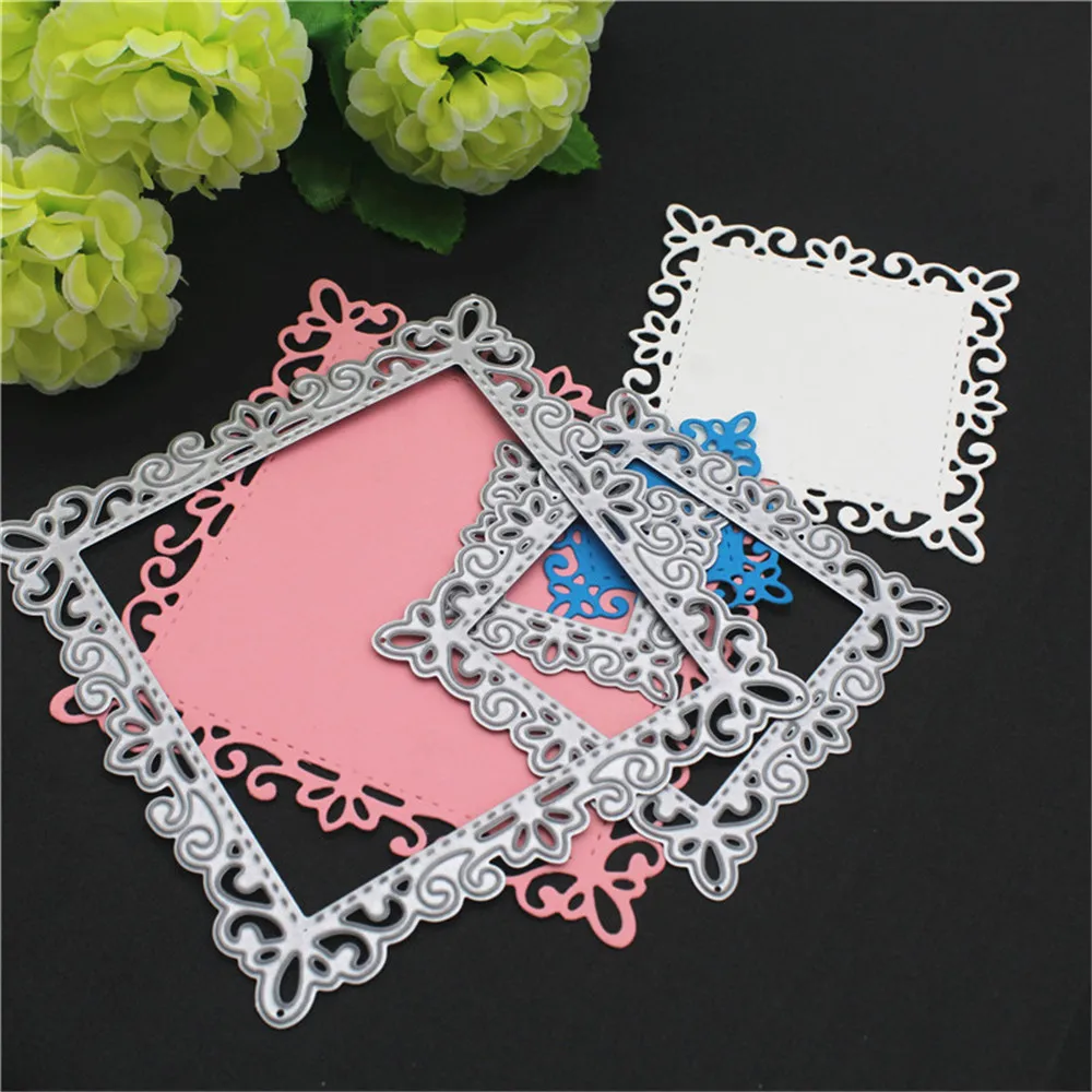 3PCS Pierced Frame Cut Dies Scrapbooking Steel Cutting Dies Stencils Embossing DIY Card Photo Album Template Metal Craft