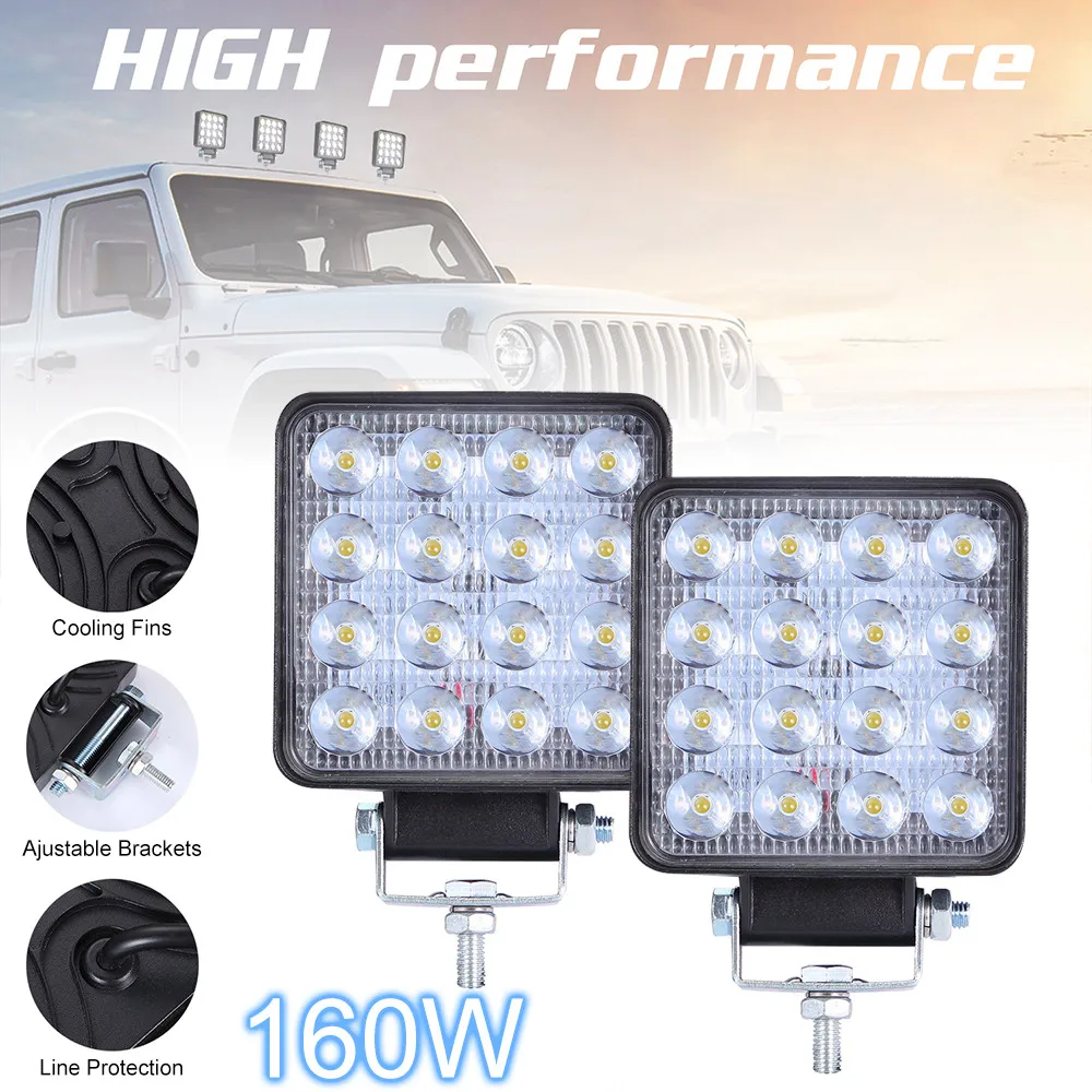 2шт Автомобильный светодиодный рабочий светильник квадратный водонепроницаемый