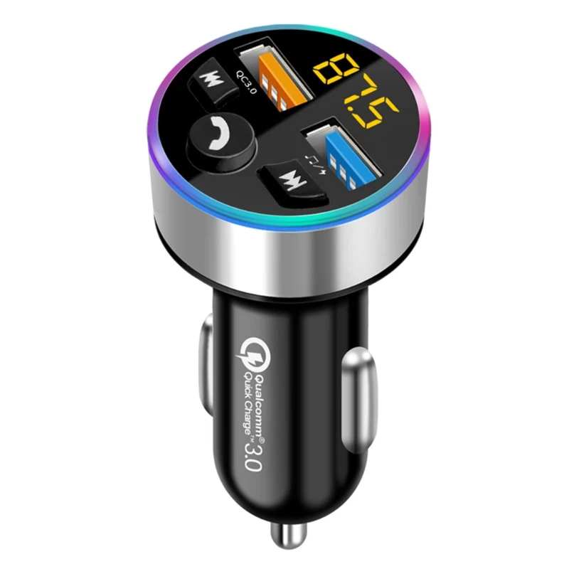 

Dual Ports 5.0 FM Transmitter Bluetooth Car Kit Receiver Aux Handsfree MP3 Player QC3.0 USB Charger Fast Charging