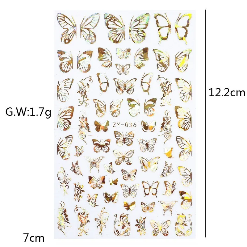

1 Piece of 3d Butterfly Nail Art Sticker Slider Sticker Sticker Color DIY Golden Nail Transfer Decal Leaf Wrap Decoration