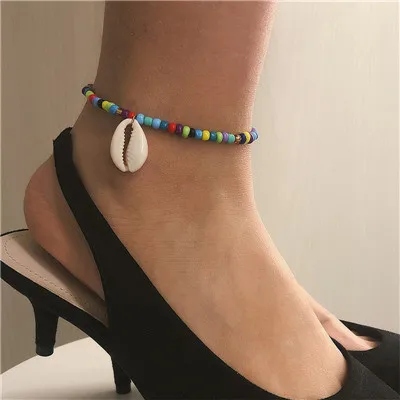 Docona Boho Fish Seashell ананас глаз кактус многослойный ножной браслет набор для женщин кабель цепи бисером ножной браслет ювелирные изделия для ног - Окраска металла: F06108