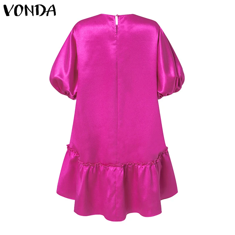 Свободное платье VONDA женские свободные мини-платья с круглым вырезом и пышными