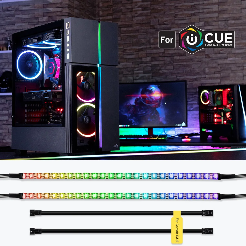Индивидуально адресуемых RGB светодиодный полоски для iCUE Corsair светодиодный осветительный набор Декор ПК чехол светодиодный полосы 5V WS2812b Радуга Цвет полосы
