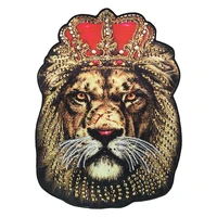 super big large size embroidery sequined applique patches cool crown lion sewing on patches for clothing diy patch