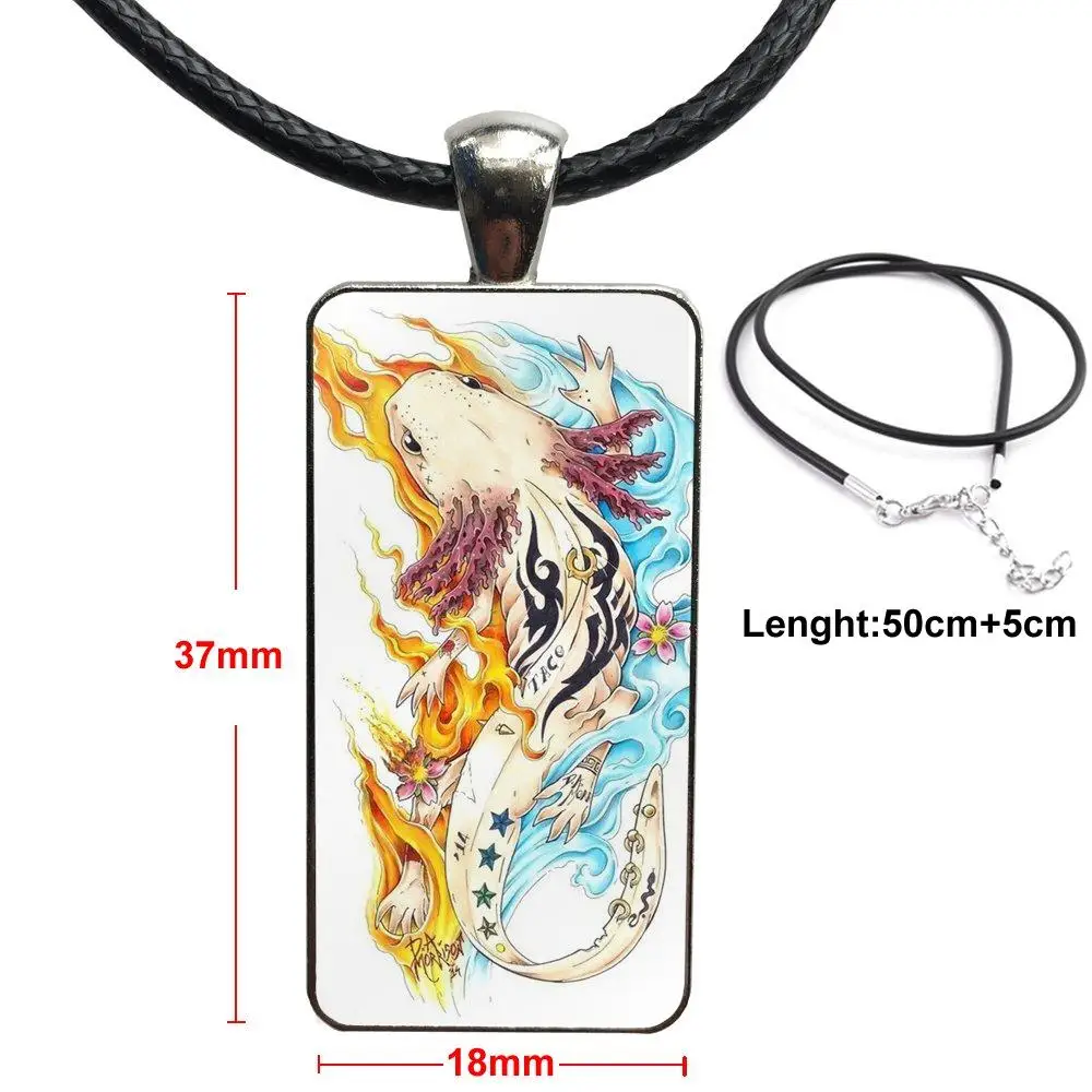 Женский Рождественский подарок Axolotl модный стеклянный кабошон ожерелье с