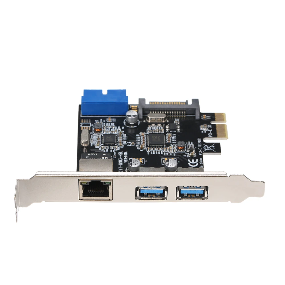 Плата расширения PCI-E к USB 3 0 2 порта 4-контактный источник питания и гигабитная