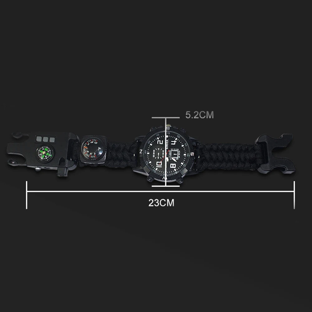 6 in 1 Survival Outdoor Watch EDC Rope Rescue Tactical Camping Multifunction Emergency Safety Equipment Tools Bracelet | Спорт и
