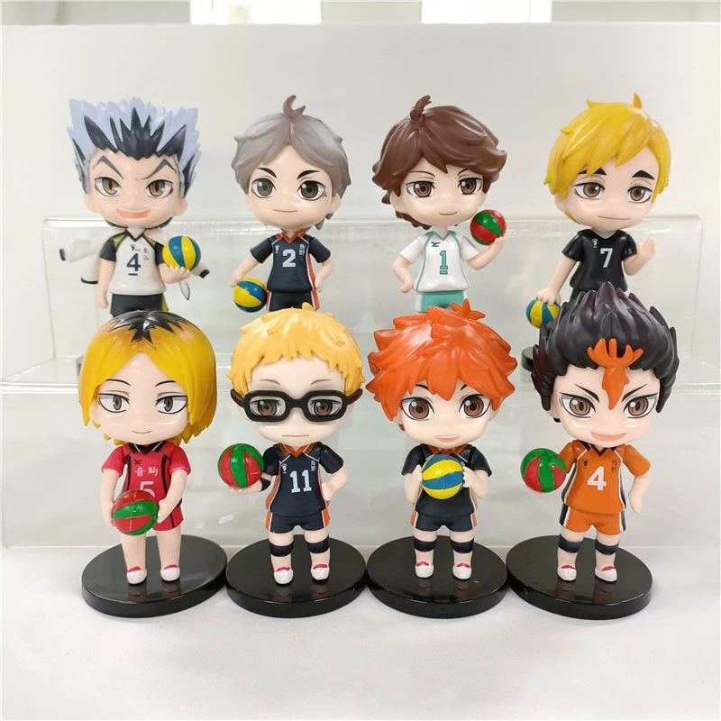 

8 шт./лот Аниме Фигурка Haikyuu Kozume Kenma Hinata Shoyo фигурка Kotaru Bokuto Yu Nishinoya Kei Tsukishima Фигурки игрушки