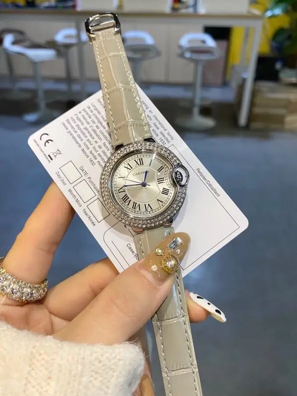 

Luxury Brand Ladies Watch Classic Fashion Simple Waterproof Quartz Wristwatches Leather Belt Timepiece High Quality CartierAAA