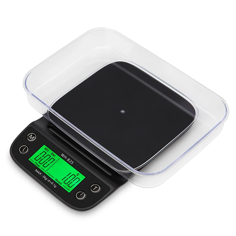 

Electronic Kitchen Scale Drip Coffee Scale With Timer High Precision 3kg/0.1g HD LED display with Silicone mats and tray