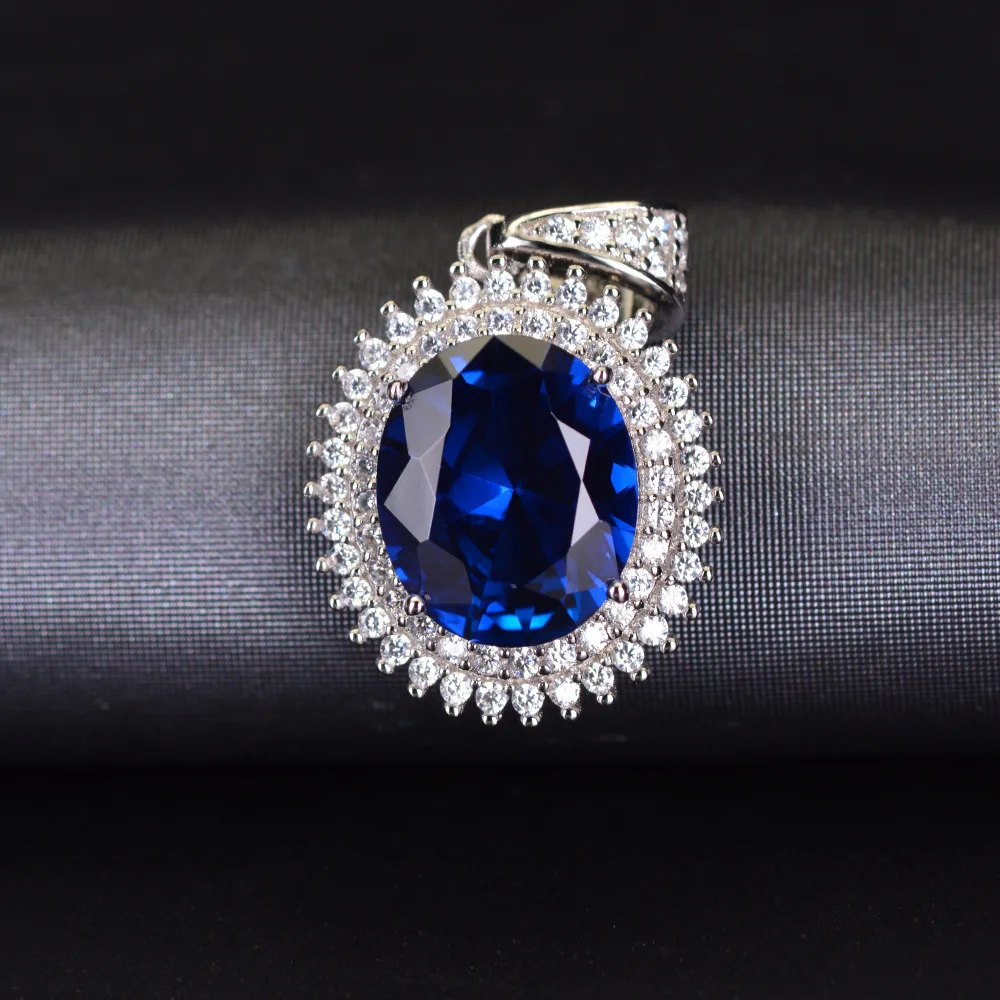 

Solid Sterling Silver Fine Jewelry Personality Temperament Luxurious Blue Spinel Ellipse Mother's Day Gift Charms for Women