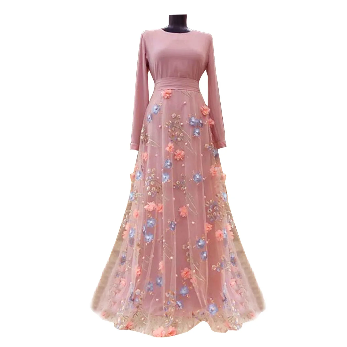 

2021 new embroidery three-dimensional flower dress hollow stitching long dress