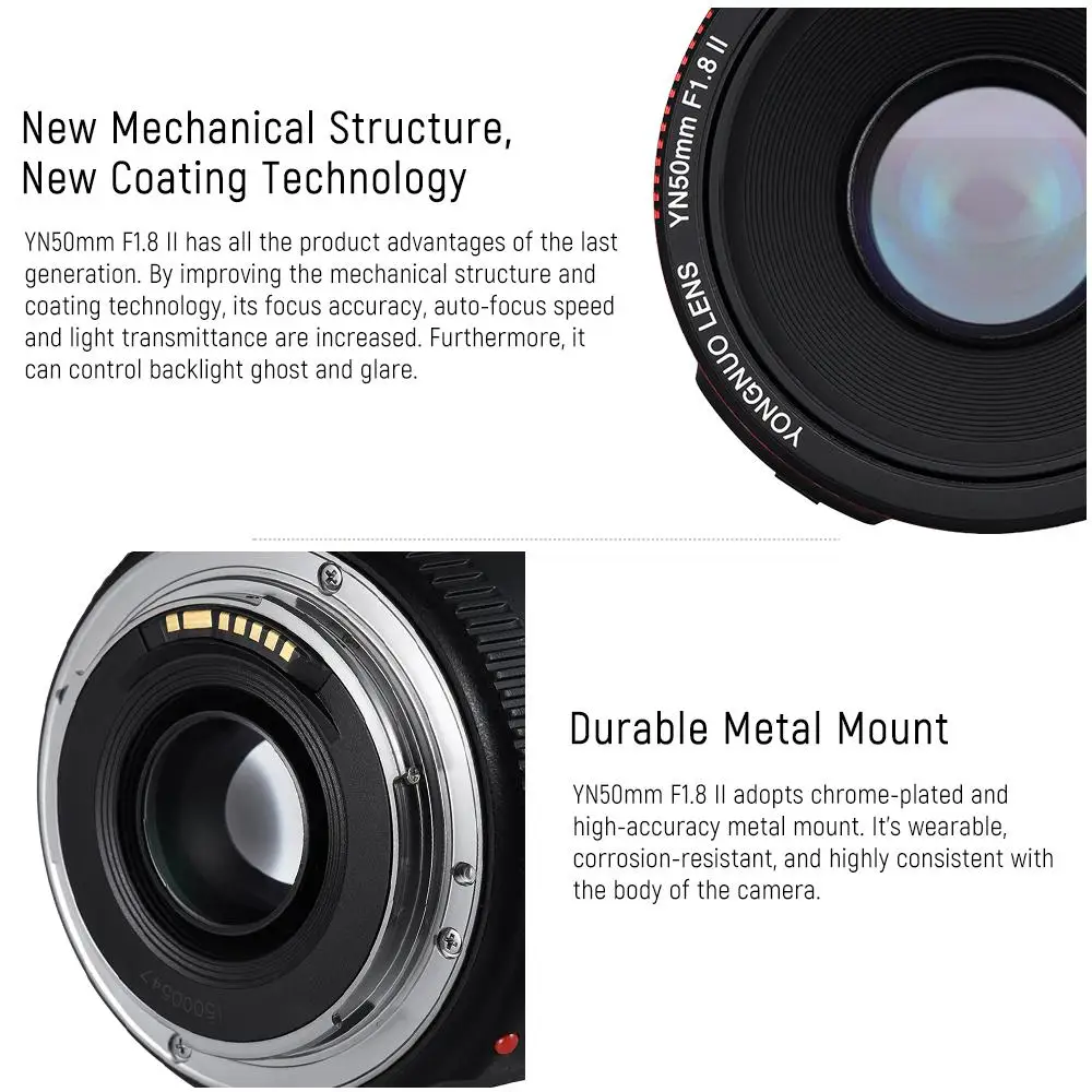 YONGNUO YN50mm F1.8 II объектив с широкой диафрагмой автофокус эффектом боке для