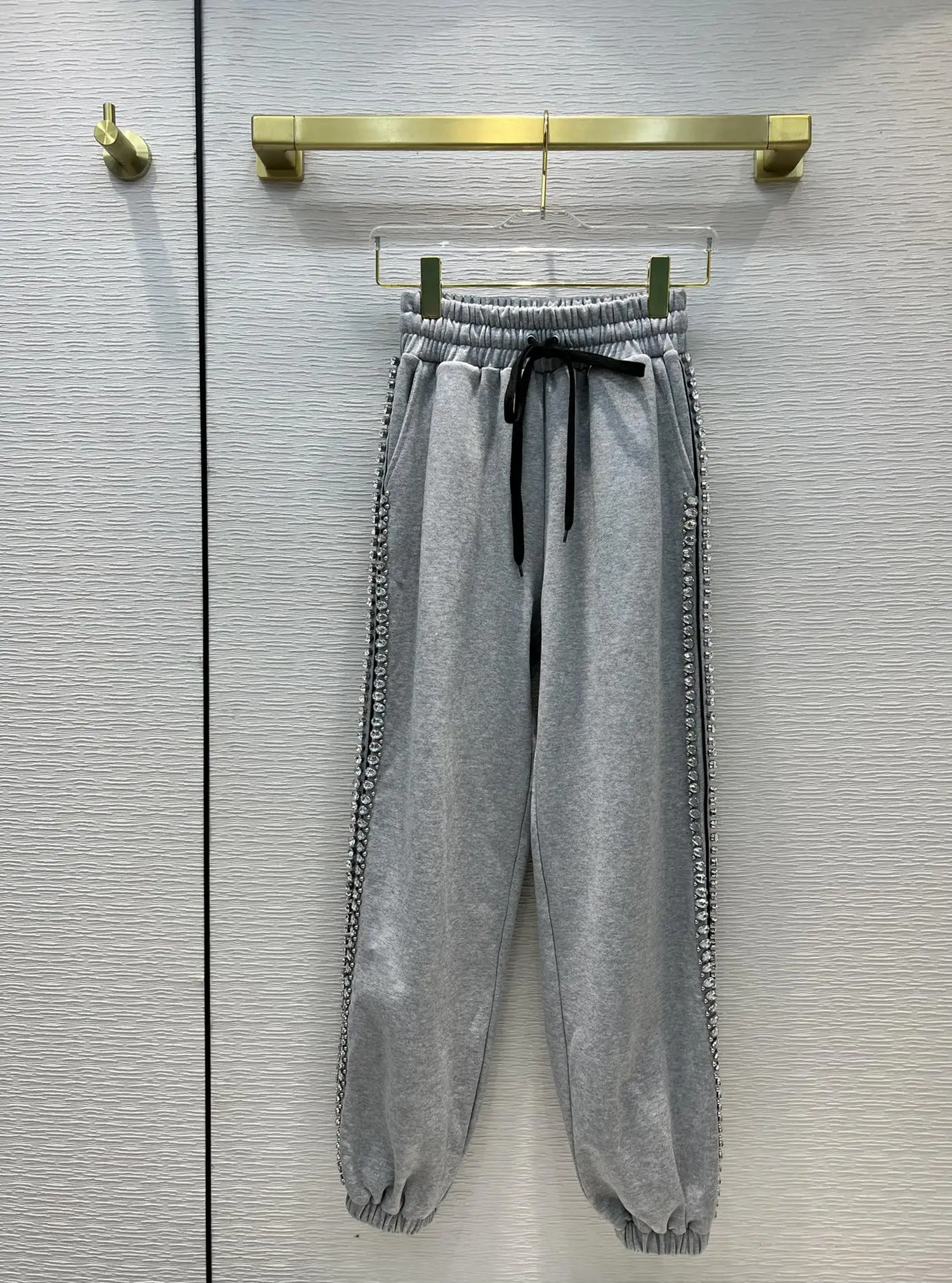 

Luxury Brand Designer Pants for Women Causel Diamond Drawstring Long Pants