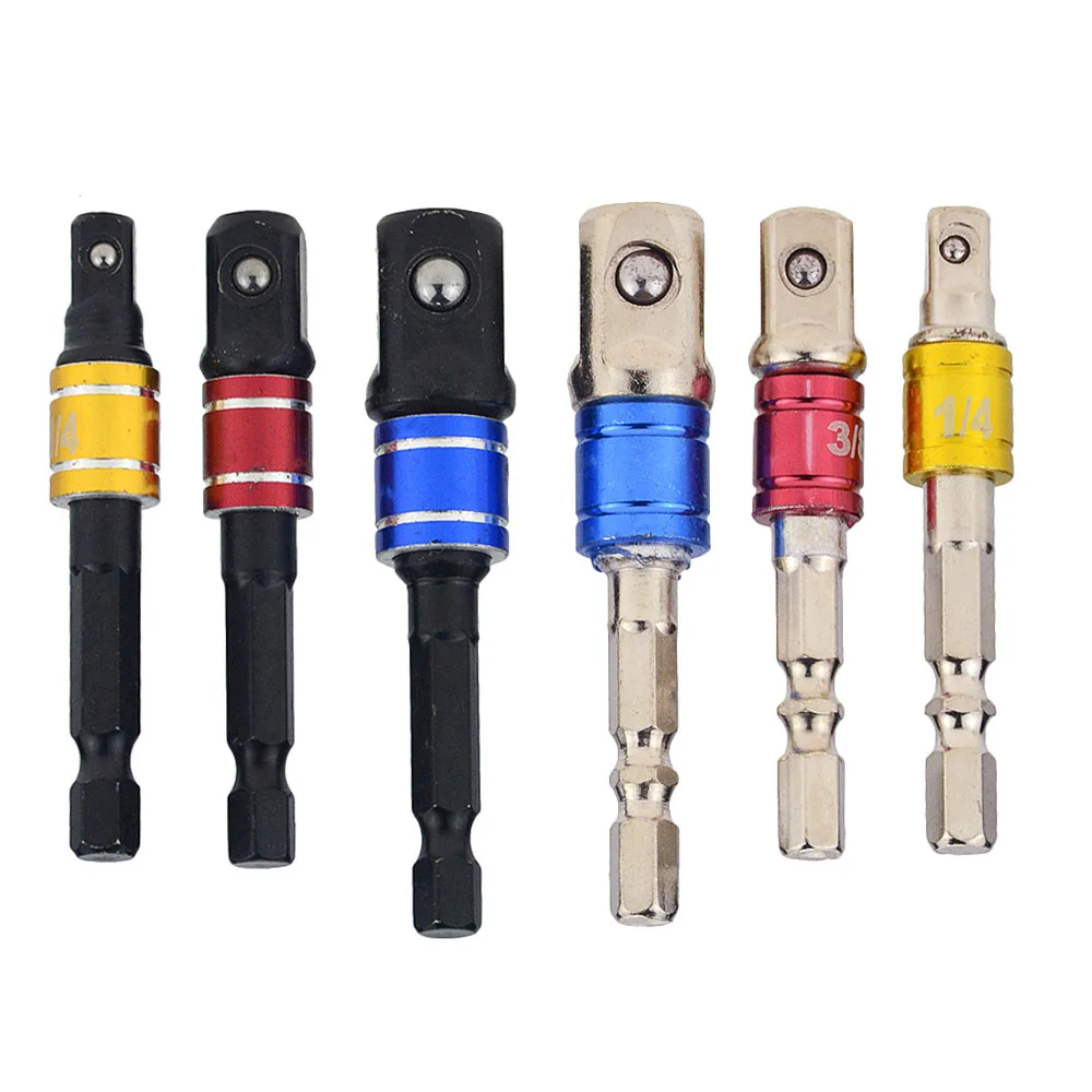 

3PCS Shank Drill Socket Adapter For Impact Driver With Hex Shank To Square Socket Drill Bits Bar Extension 1/4" 3/8" 1/2" Set