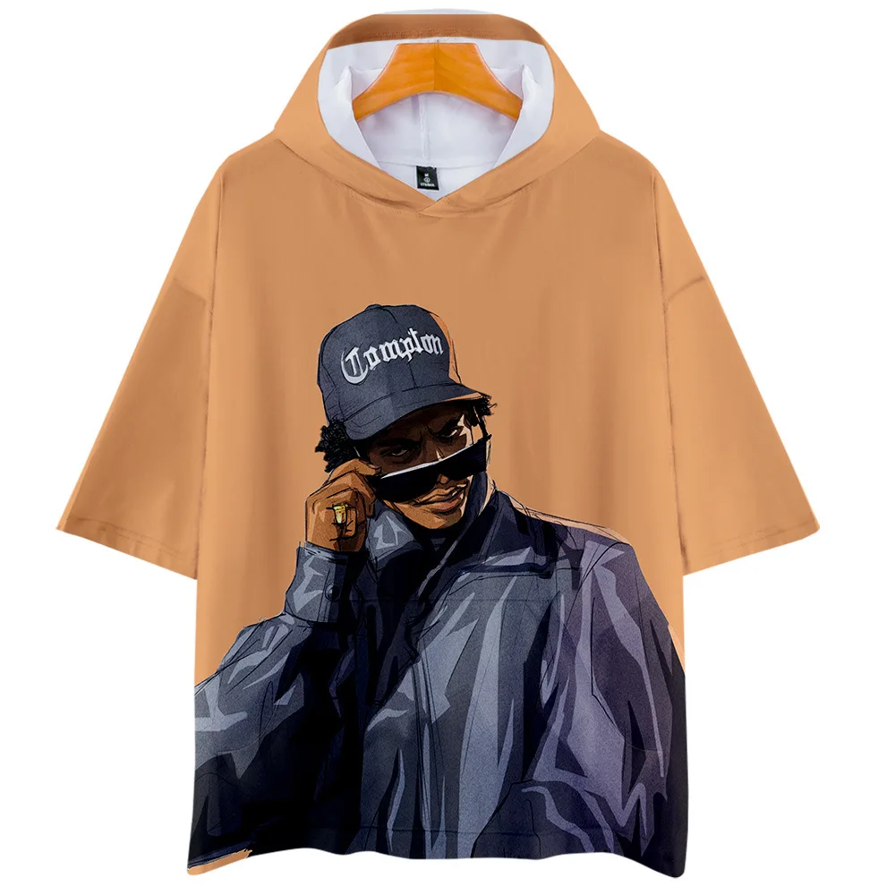 Gangsta Rap Eazy E 3D Print Oversized T Shirt Women Men Summer Short Sleeve Hooded T-shirt Streetwear Hip Hop Tee Shirt Homme images - 6