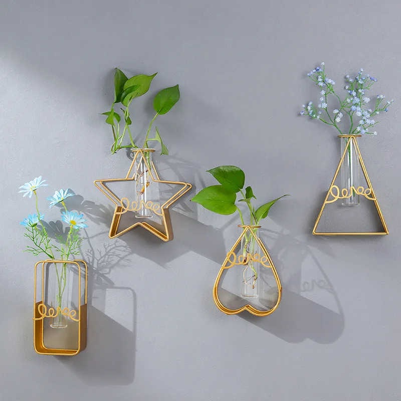 

Nordic Style Metal Iron Geometry Hydroponic Terrarium Wall Hanging Decor Vase Wall Decoration Creative Home Wall Decoration