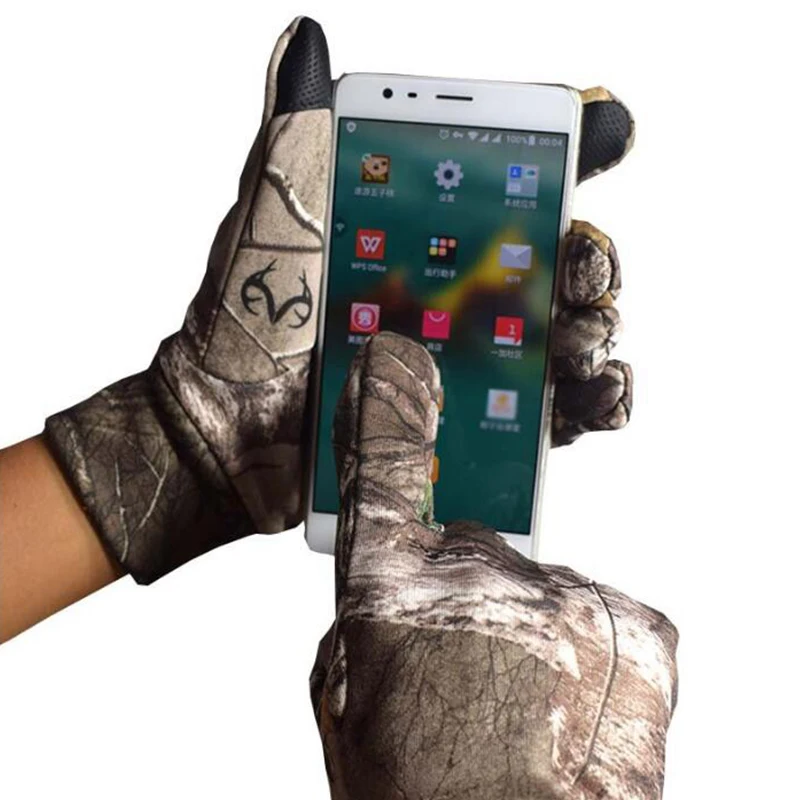 Мужские зимние теплые перчатки CamouflageTouch для рыбалки Нескользящие с закрытыми