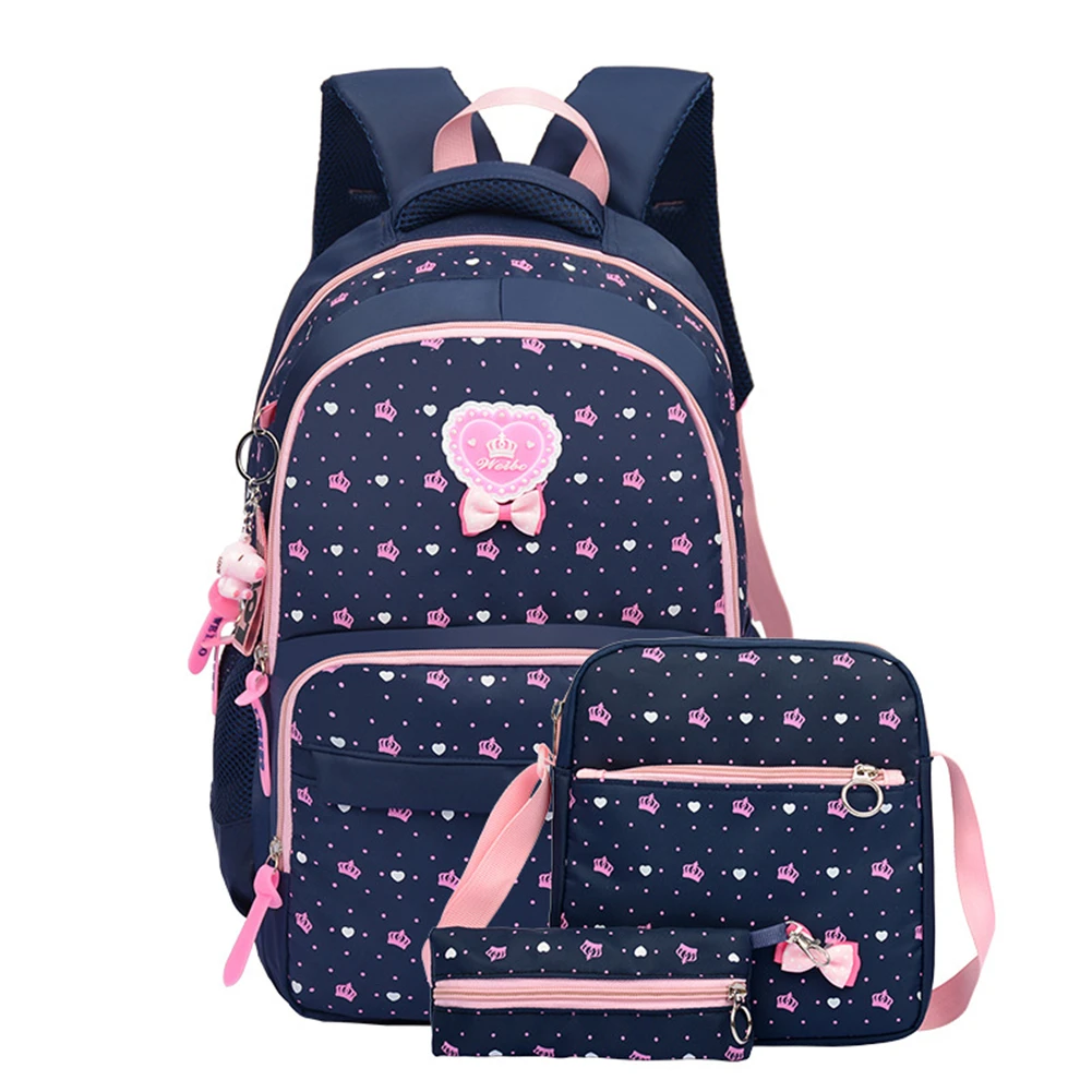 3 шт. Корона принты Начальная школа сумка рюкзак набор с сумка через плечо сумка женская сумка-рюкзак для девочек рюкзак школьный Повседневн...