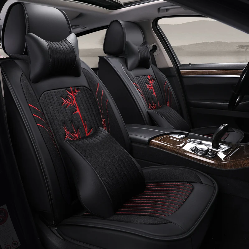 Чехол для автокресла из искусственной кожи с полным покрытием льняные