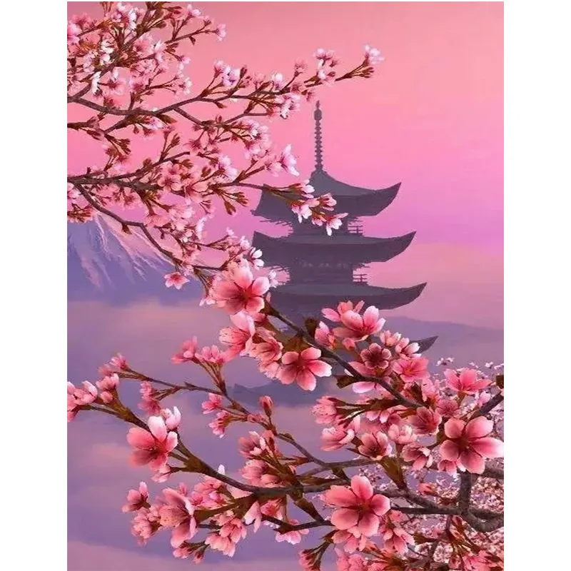 

5d алмазная живопись, вышивка крестиком, гора Фуджи, алмазная вышивка «сделай сам», цветок вишни, мозаика для храма, Новый Пазл, домашний деко...