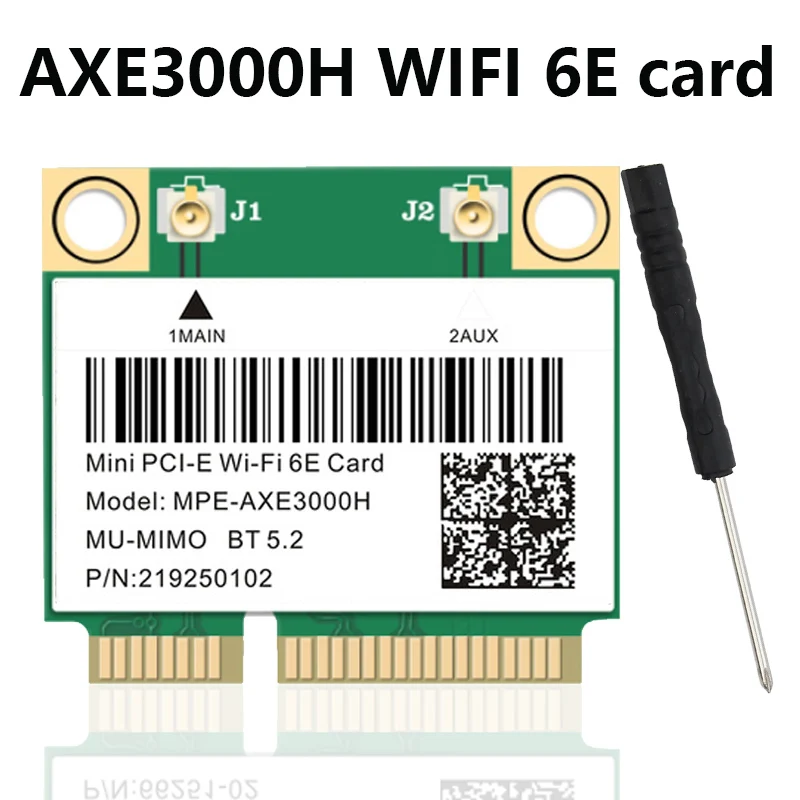 

Wifi 6E AX210 Mini PCIE 5374Mbps Wifi Card Tri Band Wireless Network Wlan Adapter 802.11ax/ac Bluetooth-compatible 5.2 MU-MIMO