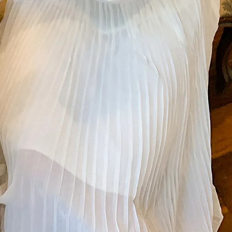 

Elegant Chiffon White Dress Women V-Neck Evening Party Midi Dress Female Spring Long Sleeve Office robe vestidos de mujer casual