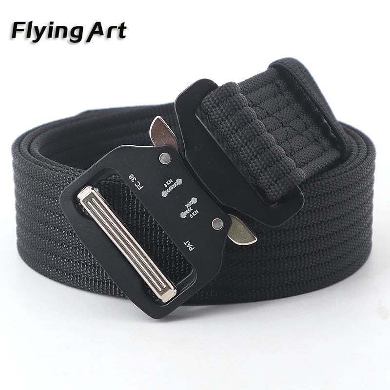 High quality pit pattern Belt Men Tactical Designer Belts for Jeans Pants Nylon 3.8 CM Wide Belt Black Metal Buckle Waist Belt