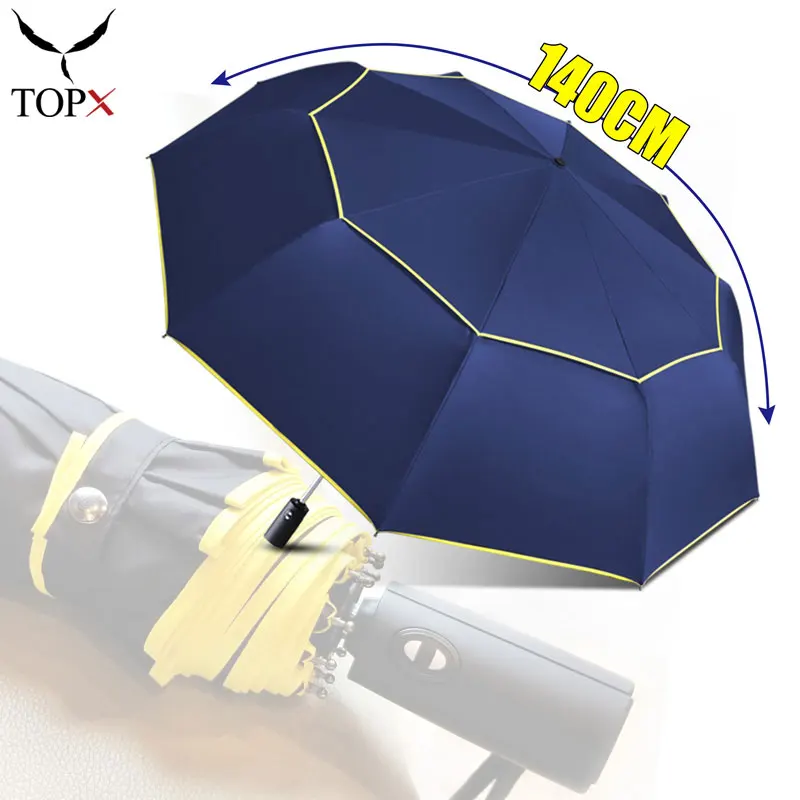 Полностью автоматический большой 2 слойный Зонт 120 см 3 от дождя для женщин и